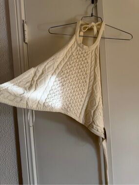 STAUD Buttercream Lori Knit Halter Crop Top - xs